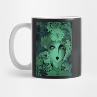 70s deco collage art poster print green lady Mug